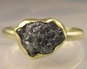 Rough Black Diamond Engagement Ring - 18k and 14k Gold - Made to Order Deposit