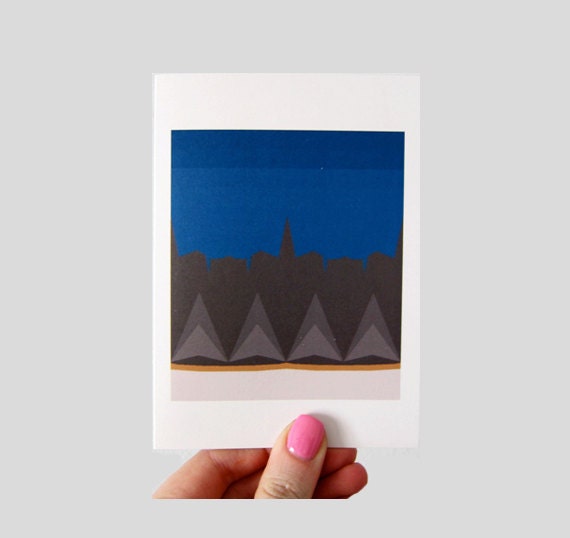 Geometric Urban Skyline Print Greeting Card