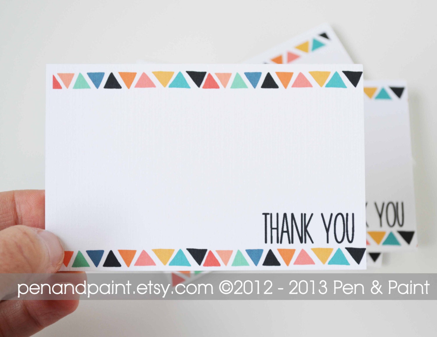 Triangle Thank You Set of 24 Colorful Mini Cards, Sewing, Pattern, Mini Note Cards, Tribal, Native, Note cards, 2.75 x 4.25 inches