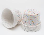 Polka Dot Nut or Portion Paper Baking Cups - Multi Color Confetti Dots - set of 24