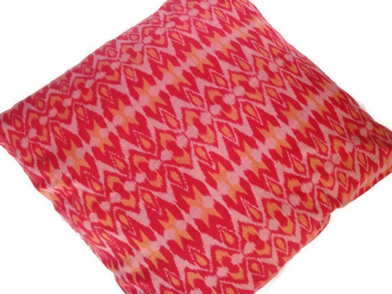 Ikat, Floor Pillow, Floor Cushion, 30"x30" (76cmx76cm), Red