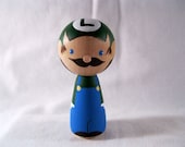 Super Mario Luigi Kokeshi Wood Peg Doll Collectable