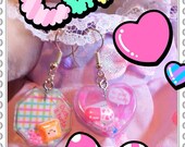 Earrings 3d capsule with glitter and baeads super kawaii