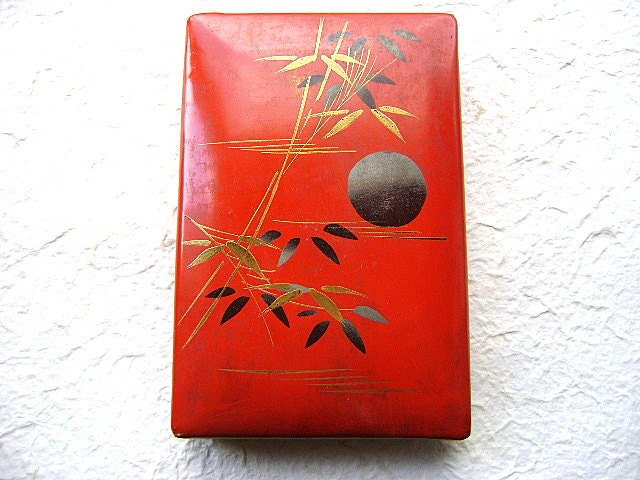Vintage Japanese Lacquerware Box  Showa  Era  Urushi  Bamboo