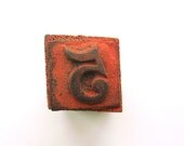 Vintage Japanese Wood Rubber Stamp Five 5 (E)