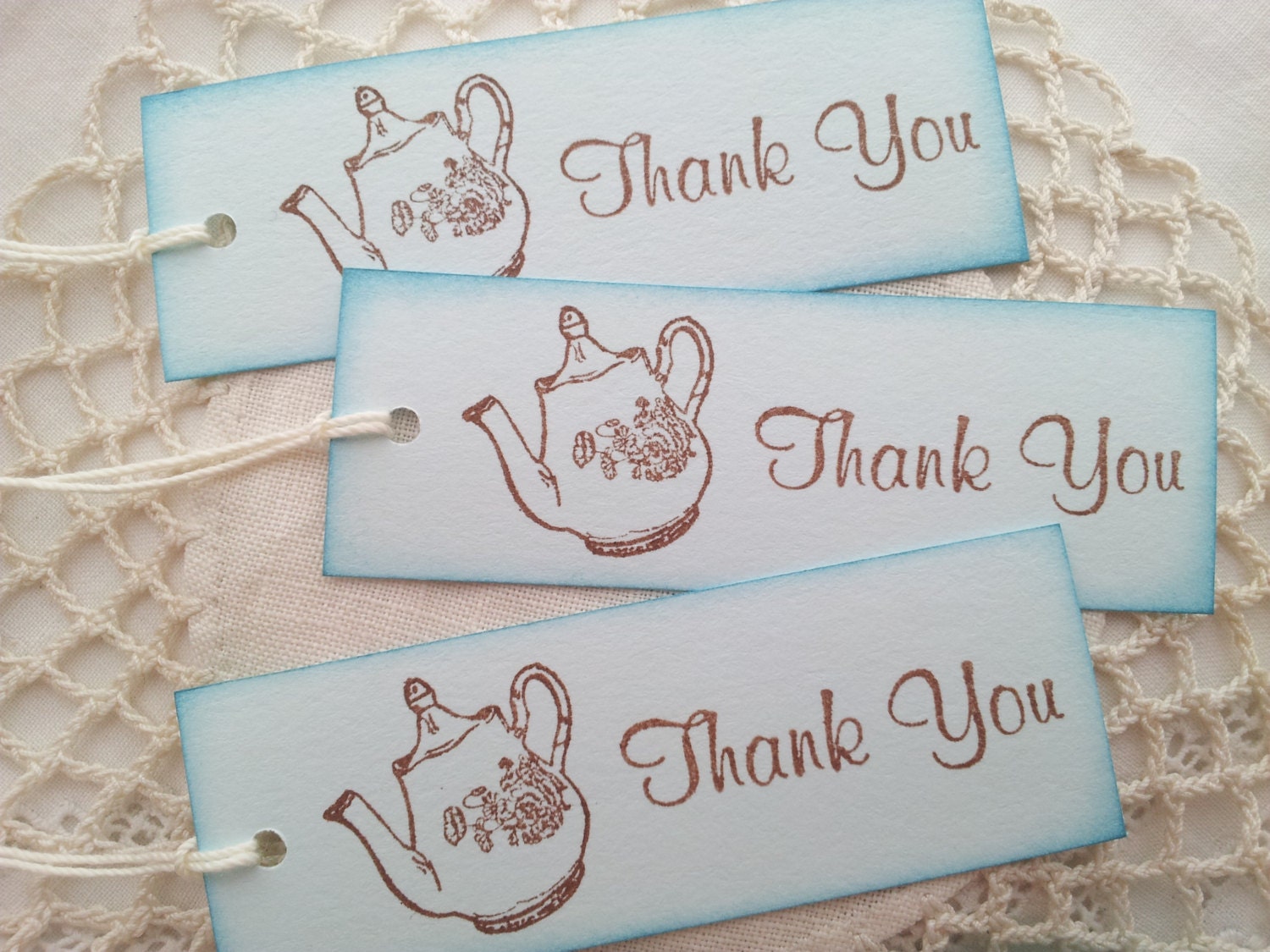 Teapot Thank You Tags Tea Party Set of 15
