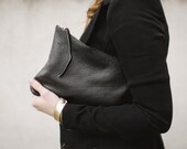 Oversized  Clutch,every day black zipper clutch