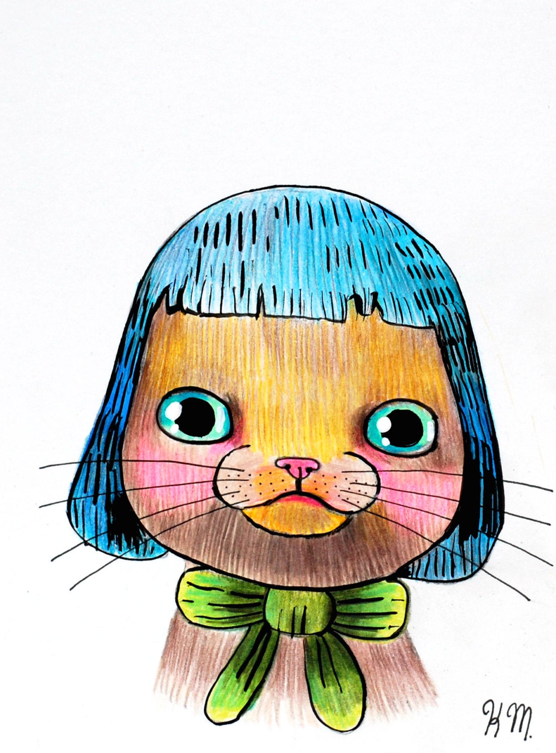 Cat Girl (original illustration on paper)