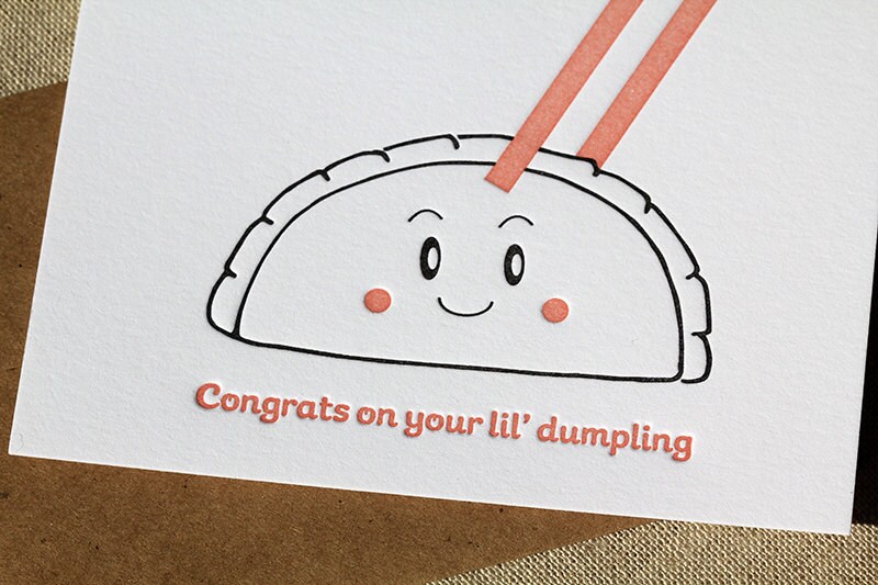 Letterpress Baby Card (Dumpling)