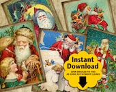 Jolly Old St. Nick / Santa Claus / Father Christmas - ATC, ACEO, Hang Tags, Instant Download and Print Digital Sheet