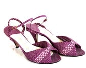 1970s Vintage Weaved Purple n Lavender Open Toe High Heel