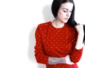 15 Dollar Spring Sale 1980s Vintage Red Billy's Polka Dot Bodycon Dress Size Medium