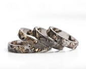 Resin Stacking Ring Black Gold Flakes Small Faceted Ring OOAK dark gray glam minimalist jewelry neutral rusteam