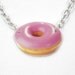 Pink Frosted Doughnut Charm on a Silver Aluminum Chain