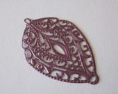 Plum Filigree Stamped Pendant Hand Painted (2)