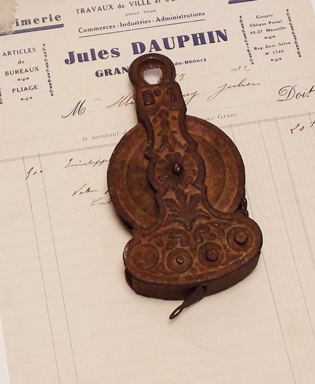 Vintage French Cast Iron Pulley