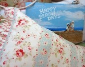 Pillow Beach Cottage Shabby Chic blues and Pink Roses