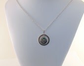Tree Of Life Necklace Emerald Green Round Antique Silver