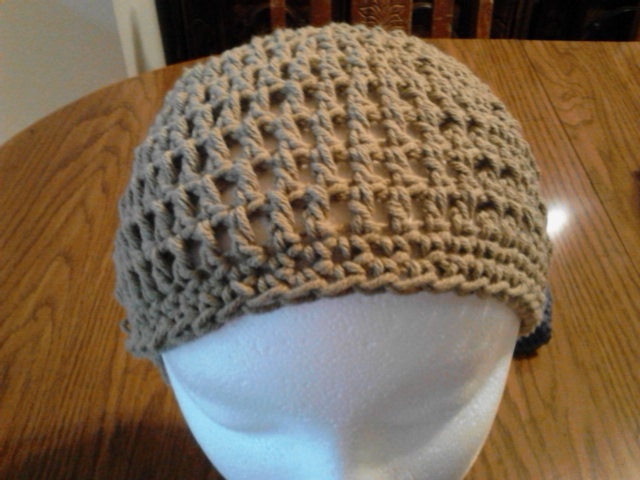 Hand Crocheted Beanie  for Women Cotton Blend  in  Choice of Cactus Green or  Violet