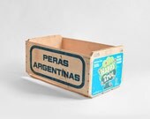 Vintage Argentina Pear Crate - Box, Wood, Mid Century, Storage