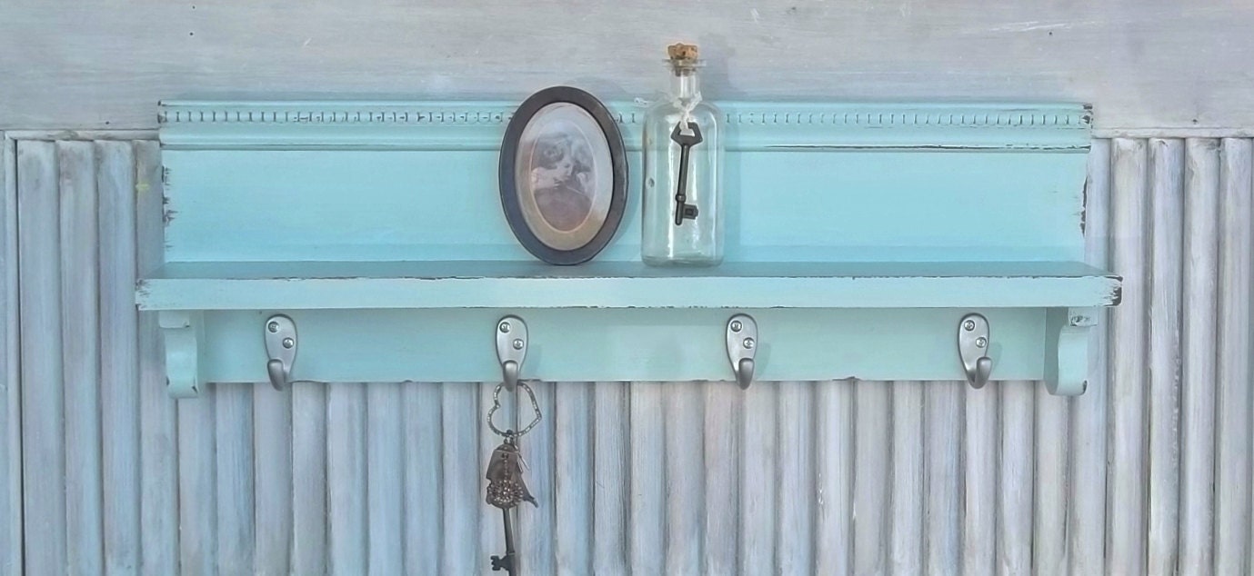 New Item.... Simply Chic Aqua Coat Rack...Shelf