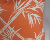 Orange and White bamboo print pillow cover fabric one 22 inch accent pillow toss pillow cover