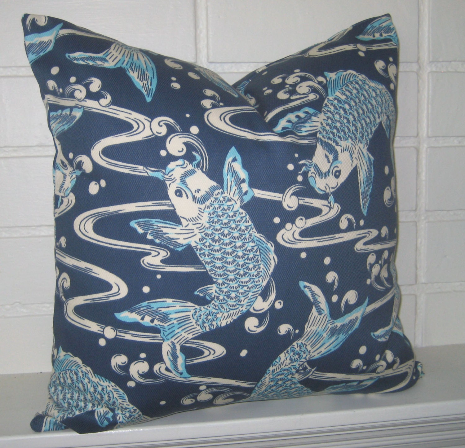 Koi fish pillow cover accent pillow throw pillow 20 inch