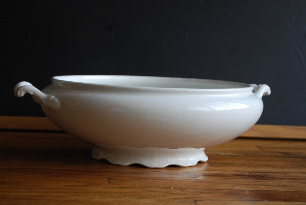 Wedding Antique Tureen  White Shabby Cottage Chic Bowl J and E Mayer