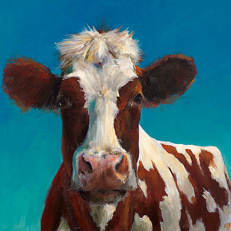 Cow Painting - Bonnie  - Print of an Original Acrylic Painting - 8x8