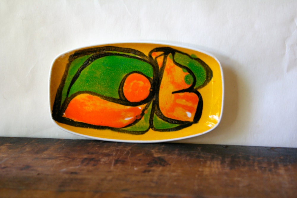 Vintage Poole Delphis Pottery English Art Pottery Rectangular Tray Dish