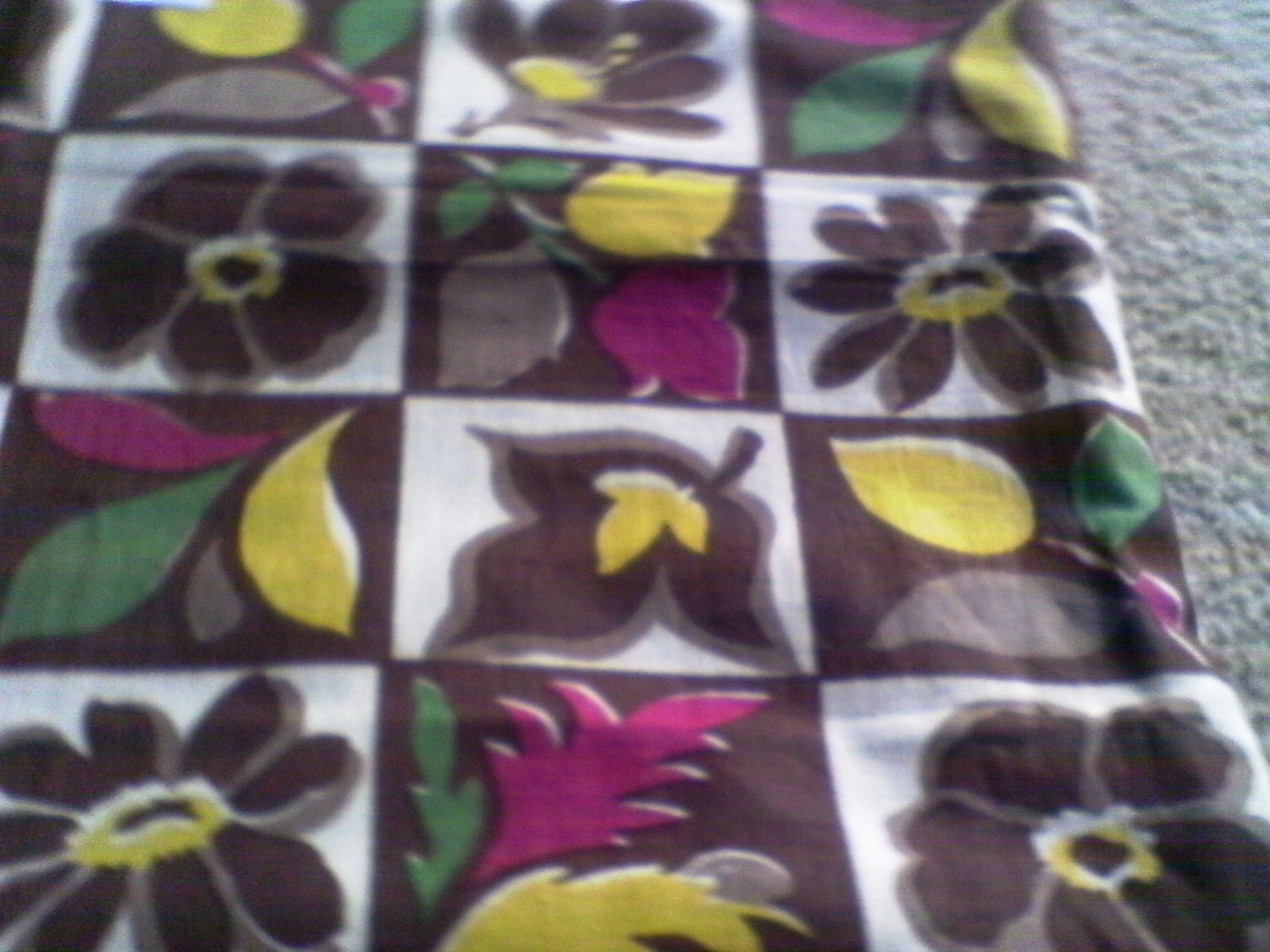Vintage Barret Hand Print Mod Geometric Floral Fabric/2 Pieces Total 3 yards Plus