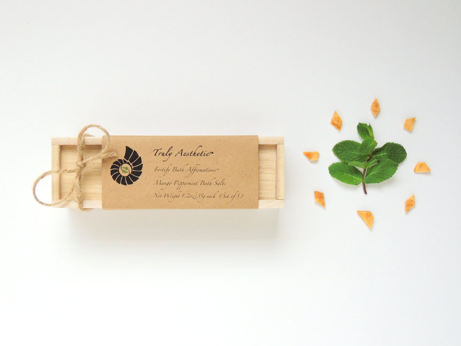 Organic & All Natural Mango Peppermint Herbal Bath Salt Test Tubes. (Fortify Bath Affirmations) Wedding, Hostess, Eco, Spa, Luxury Gift Set.