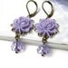 Flower Earrings, Dangle Earrings, Lilac Swarovski Crystals, Lucite Cabochons, Purple Flower Earrings, Soft and Feminine, African Violet