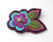 Embroidered Flower Hair Clip