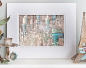 SALE - Paris Fine Art Photograph, The Blue Chandelier 5 x 7 Fine Art Photo in 8 x 10 Double Mat