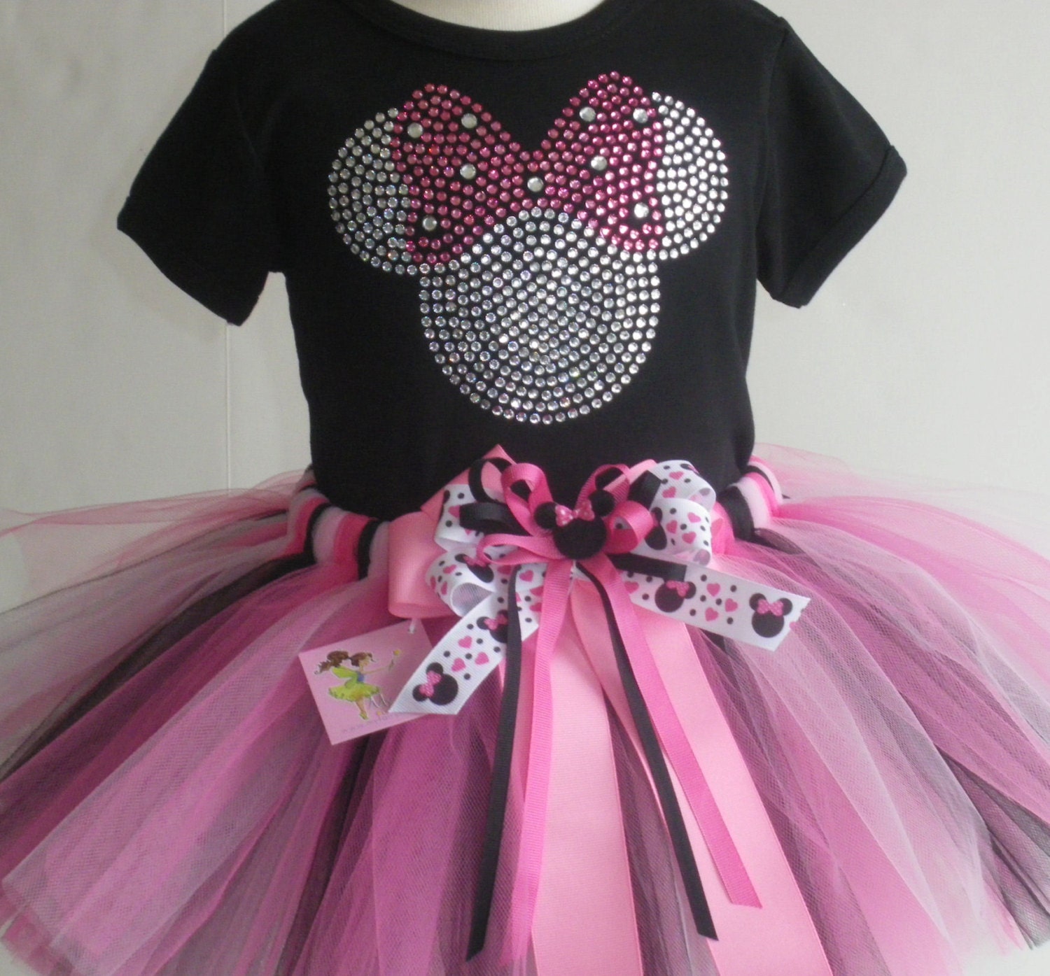 5T OR 6/6X Disney Minnie Mouse costume pink FULL tutu & rhinestone t-shirt dress