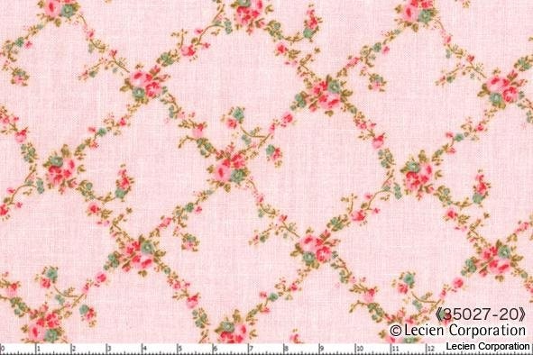 DURHAM ANEW by Brenda Riddle, Japanese, Lecien, 2013, Floral Lattice in Pink, 35027-20,1/2 yard