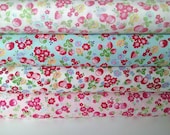 OLD NEW 30'S, Japanese, Lecien, Floral Cherries & Strawberries, Fat Quarter Bundle of 4