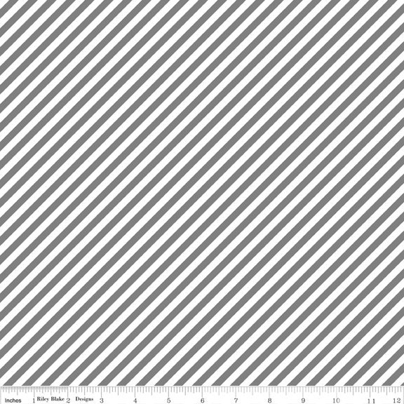Little Red Riding Hood by Tasha Noel for Riley Blake, Diagonal Stripe in Gray, 1/2 Yard