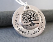Personalized Hand Stamped Grandma Jewelry - Sterling Silver Family Tree Necklace - Tree of Life..... My Family