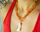 Double Strand Orange Agate Necklace