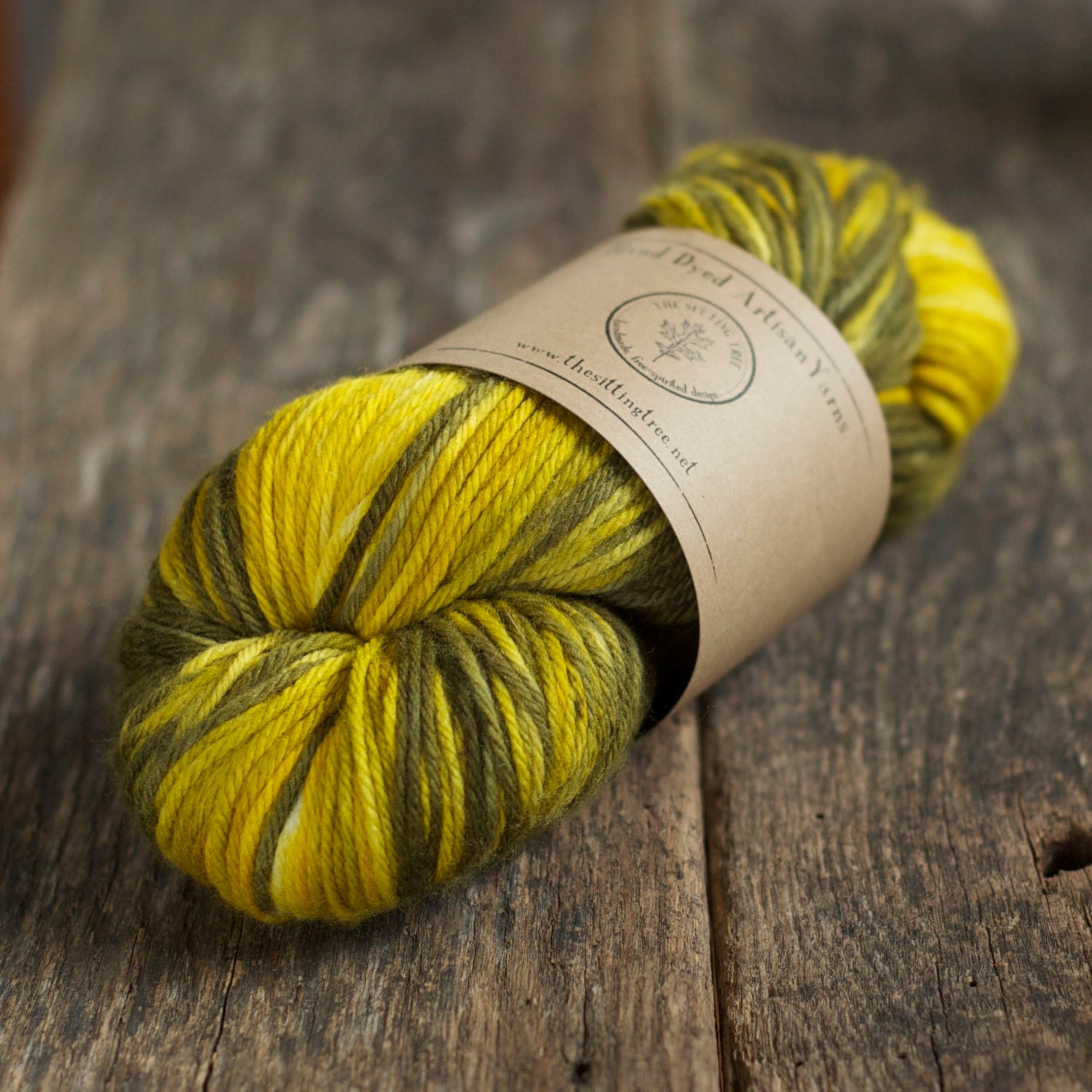 Gradient Yarn - Hand Dyed Merino Wool - DK Weight - Yellow and Olive Green
