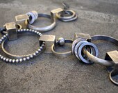 Sterling Silver Bracelet - Hammered Link Bracelet - Hand Made Chain