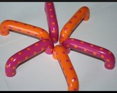 3" or 3.5" Orange and Pink Polka Dot Pull Handles