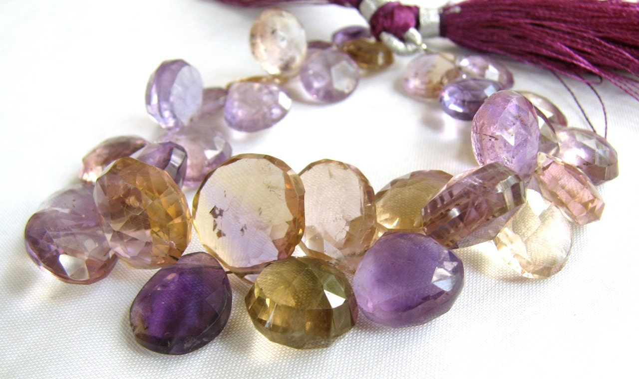 Ametrine Faceted Hearts Briolettes Strand (4w54)