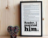 Jane Eyre Wedding Gift Quote on Vintage Book Page Framed Altered Book Art