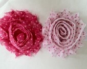 BABY HEADBAND with FLOWER - Baby Shabby Chic Polka Dot Fabric Flower Stretch Headband - Photo Prop
