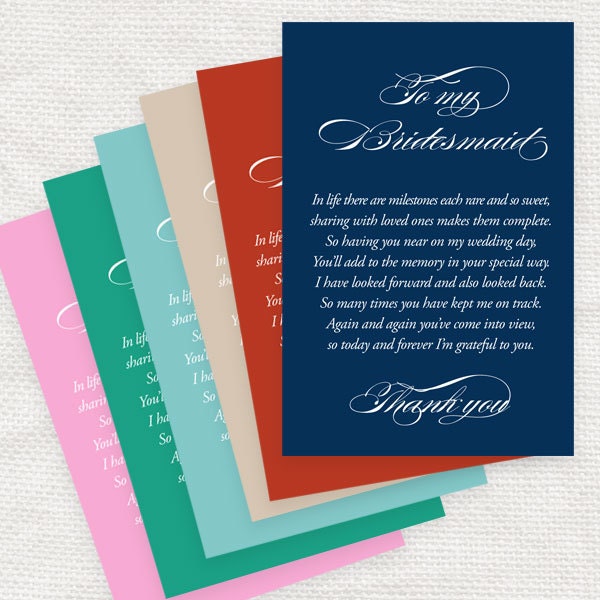 bridesmaid thank you tags - printable file - emerald green, tiffany blue, pink, navy blue, red and almond