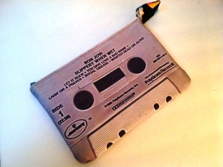 Bon Jovi Slippery When Wet Retro 80s Cassette Tape Clutch