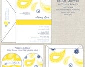 Paisley Jubilee Bridal Shower Invitation in Yellow & Navy Blue